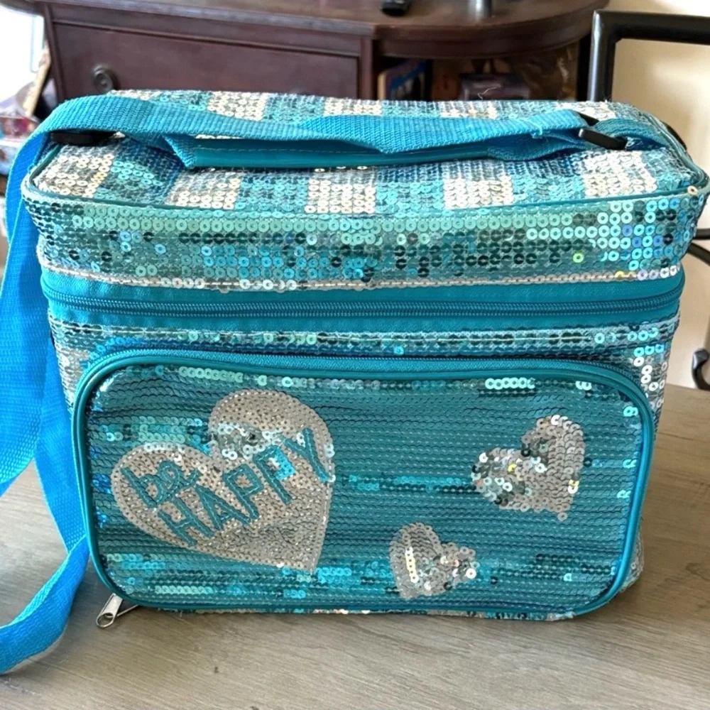 Justice Sequin Blue makeup or jewelry organizer sparkly overload